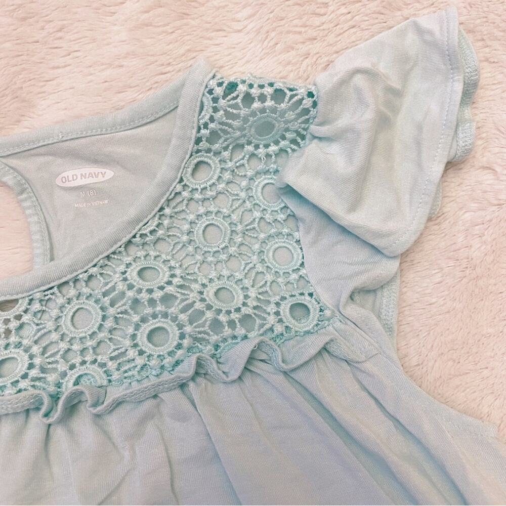Girl's Light Blue Old Navy Tee sz 8 Flutter Sleeve Short Sleeve Tee - Picture 4 of 5